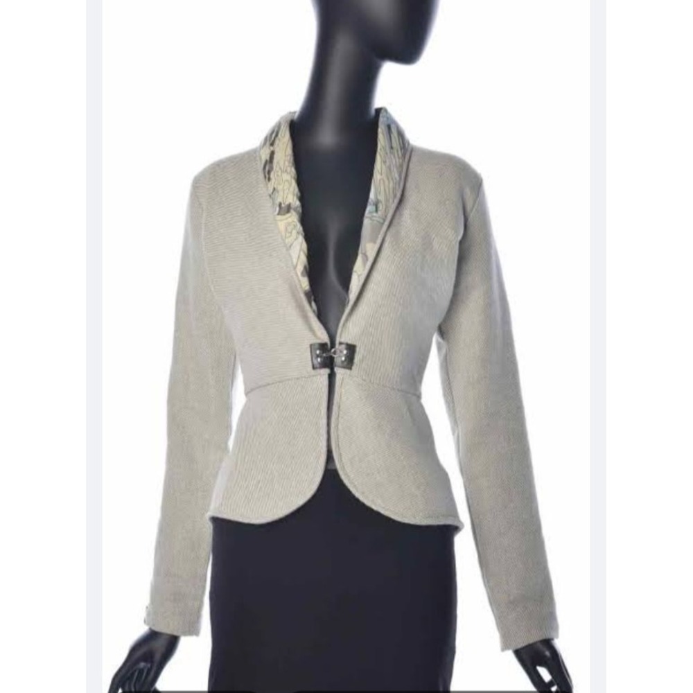 Women's VOLT Design Chipie 321 Blazer Jacket Art To Wear Linen Cotton Size 3 L